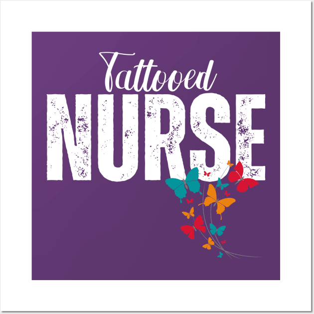 Tattooed Nurse with Butterflies Wall Art by jackofdreams22